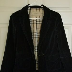 Authentic Burberry navy velour blazer