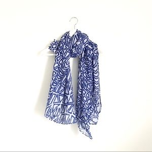 Haystacks Accessories - Haystacks Cobalt Blue White Geometric Scarf Wrap Haystacks Accessories - Haystacks Cobalt Blue White Geometric Scarf Wrap