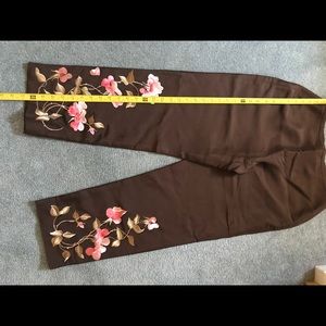 Silk embroidered pants, size 6