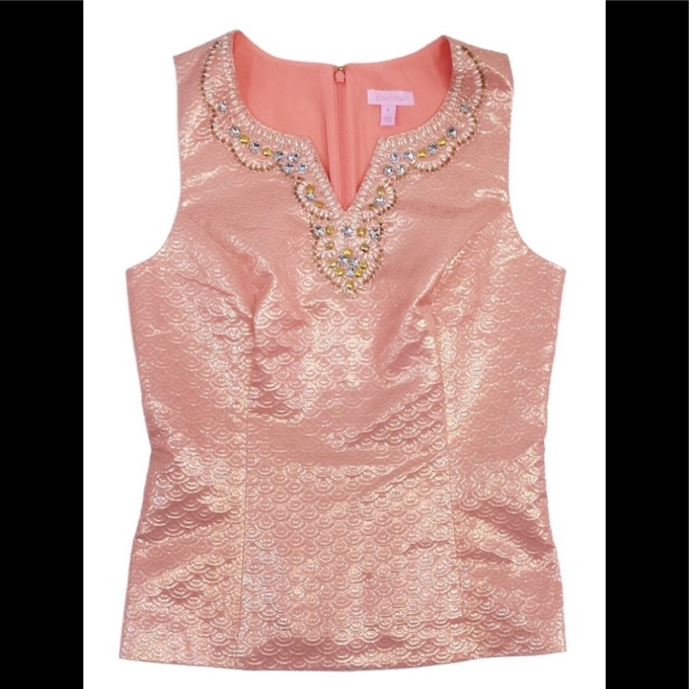NWT Lilly Pulitzer brocade beaded top.