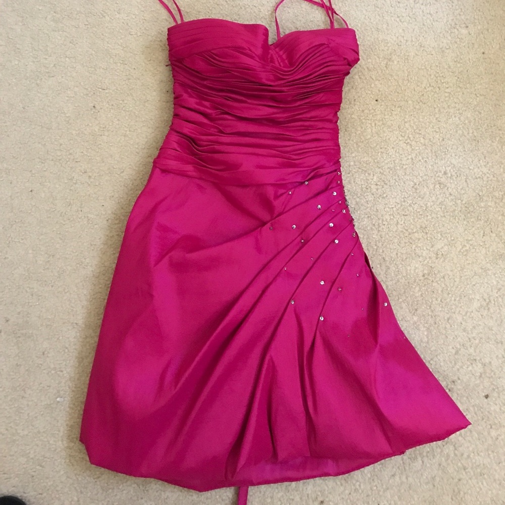 Fushia pink strapless dress