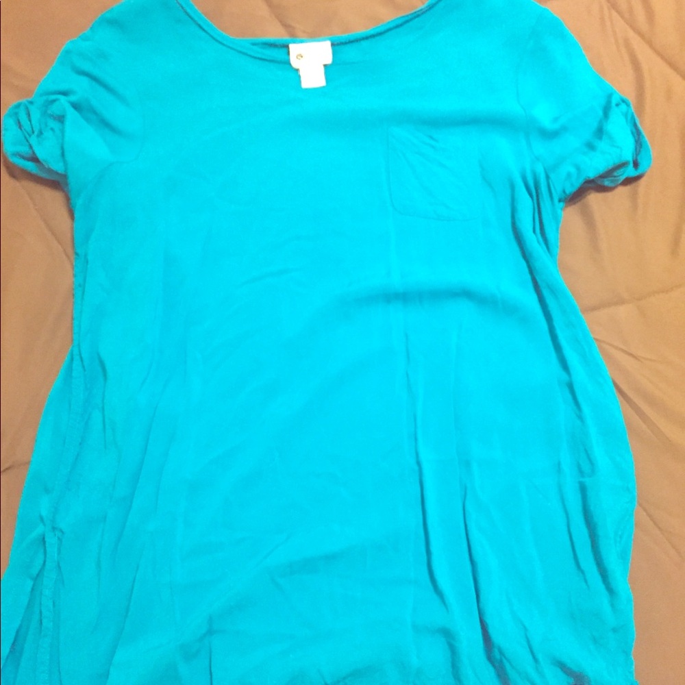 Teal pocket blouse
