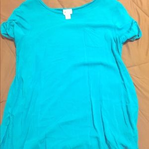Teal pocket blouse