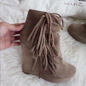 Steve Madden wedge fringe booties