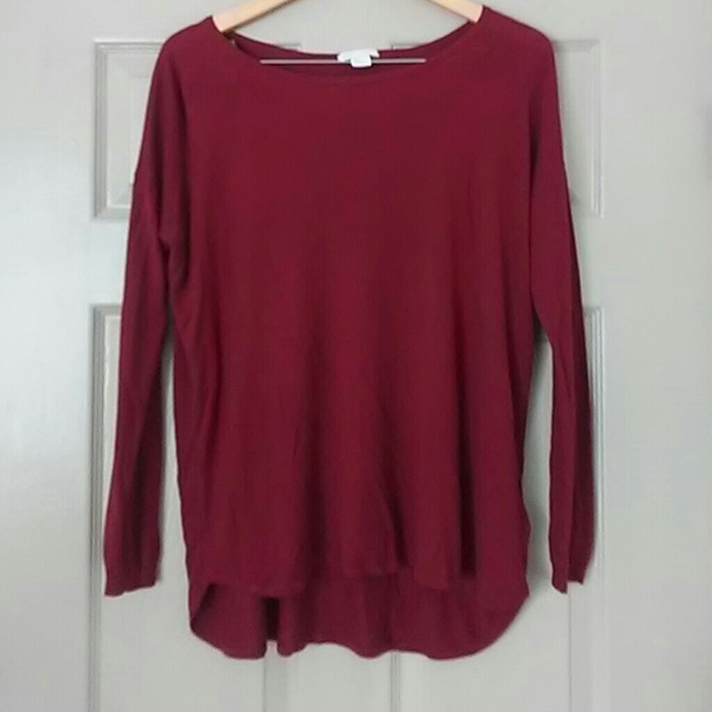 H&M red lightweight tunic sweater
