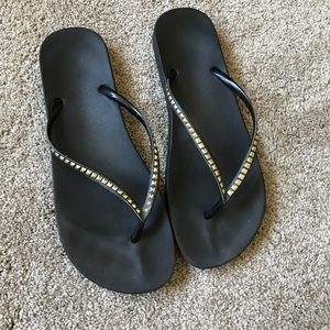 Gold and Charcoal Flip Flops