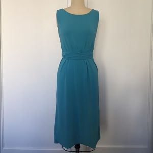 Valentino Red teal jersey wrap dress