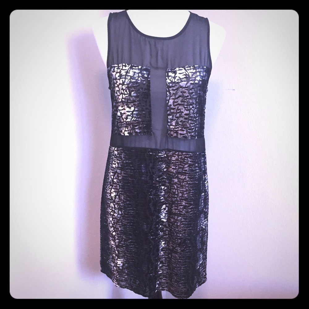 Lush crushed velvet sheer panel dress