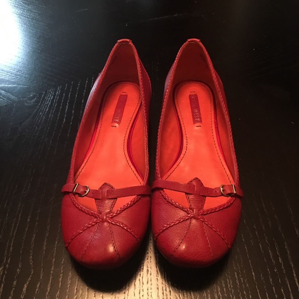 Nine West Dark Red Leather Flat