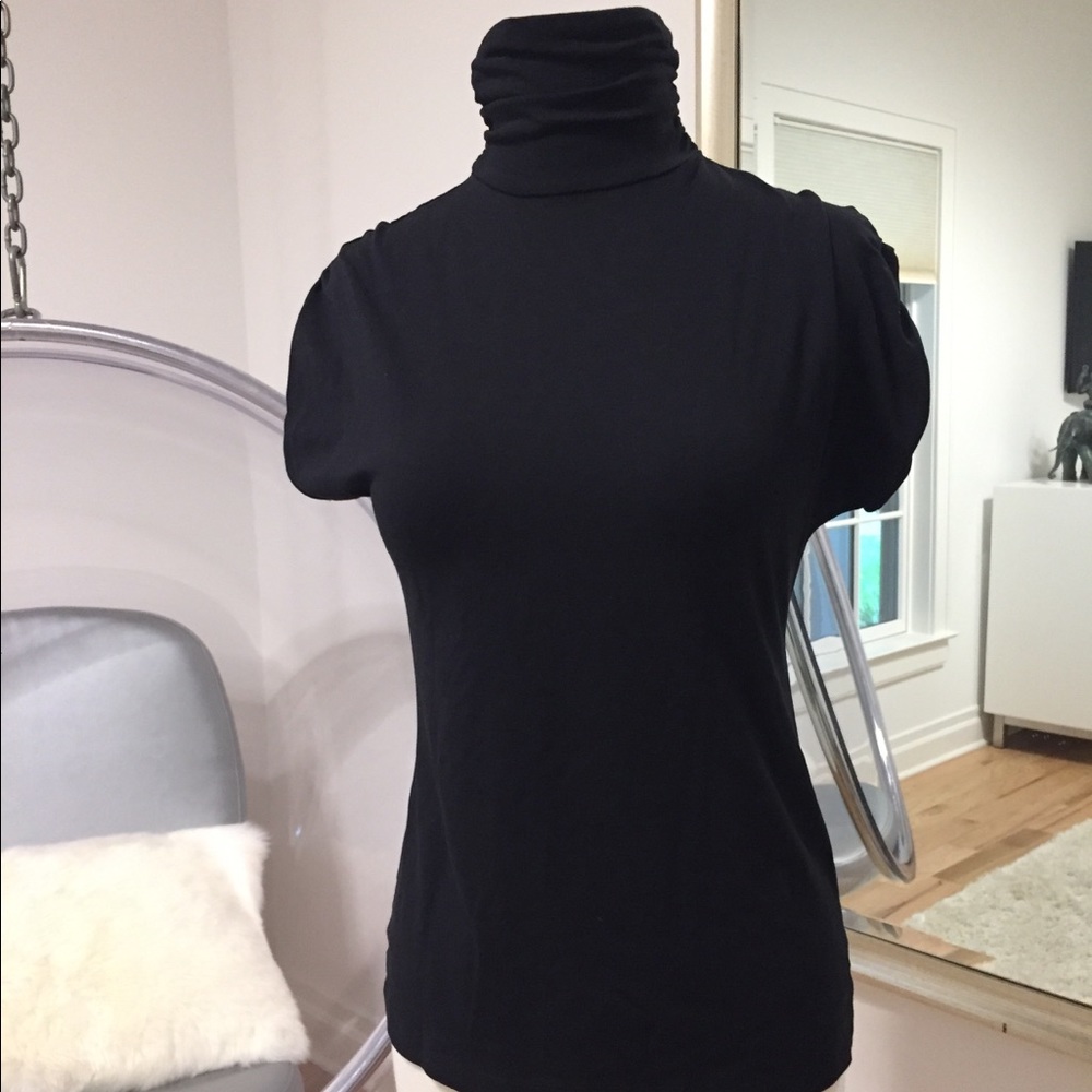 Short sleeve cotton spandex turtleneck