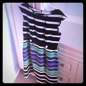 Black striped dress with belt