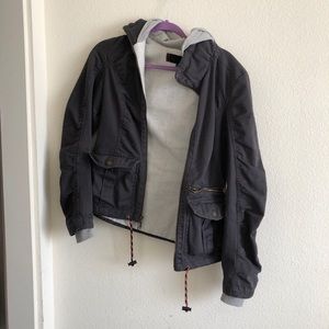 Gray Thick Winter Utility Jacket with Hood