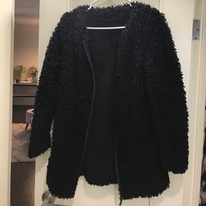 Black fur / fuzzy jacket