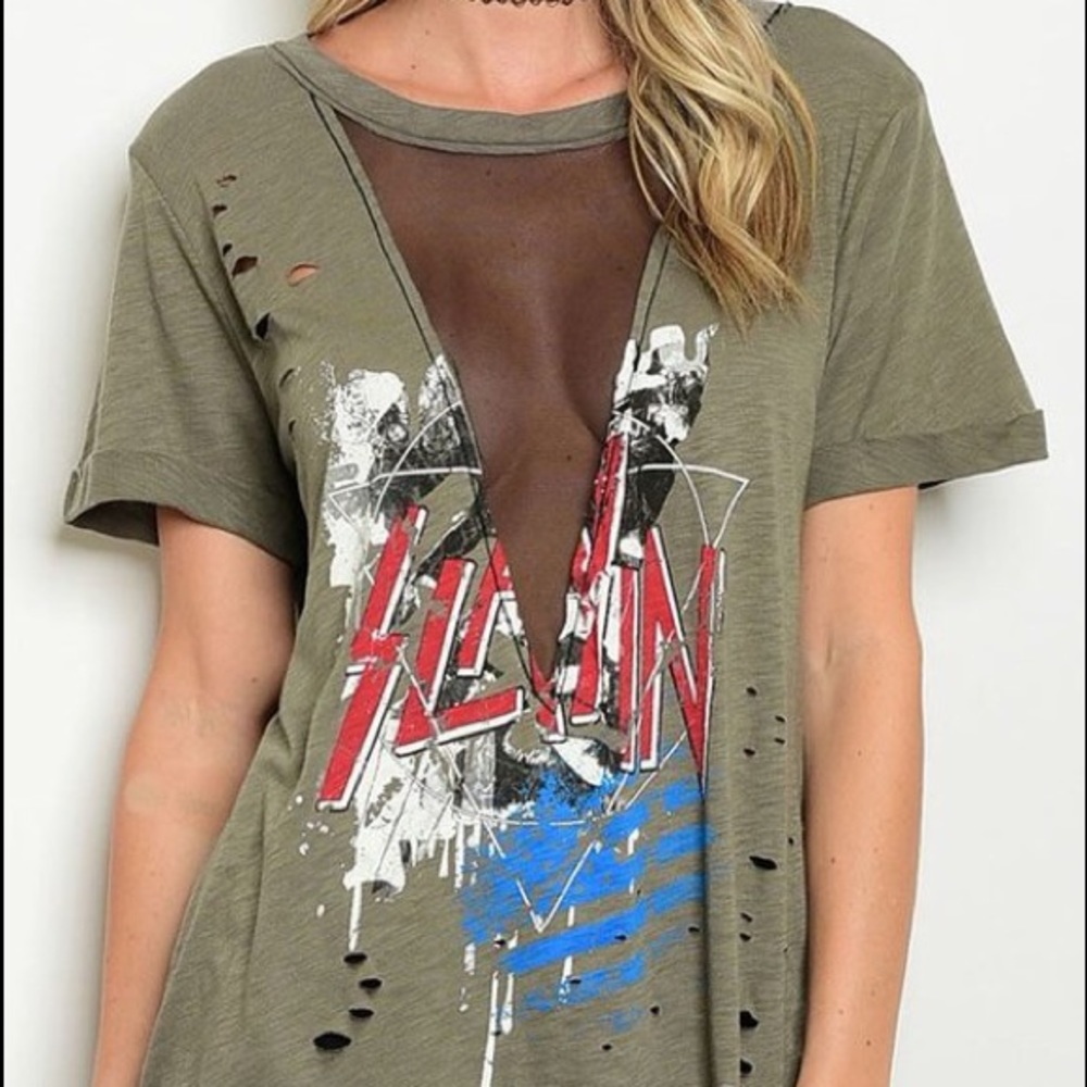 Mesh Distressed tee - Picture 1 of 1