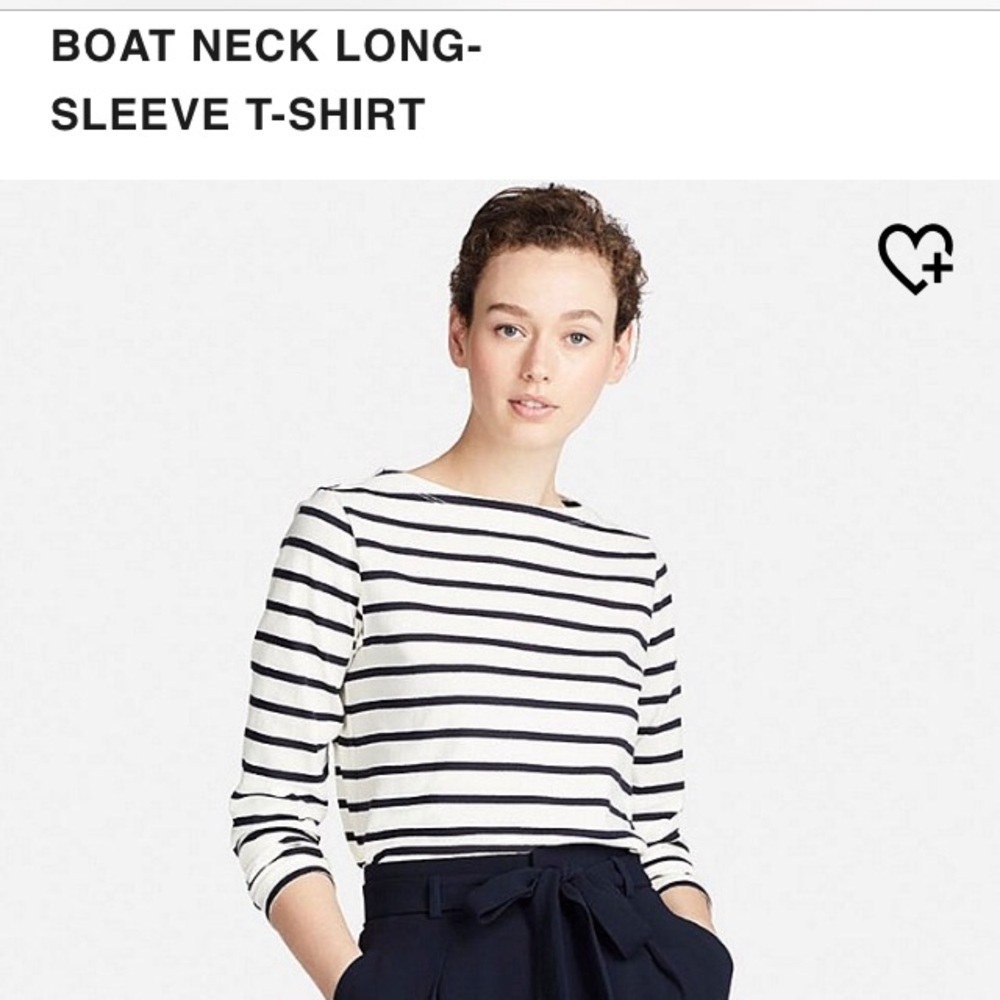 White/black boatneck long sleeve top! New!