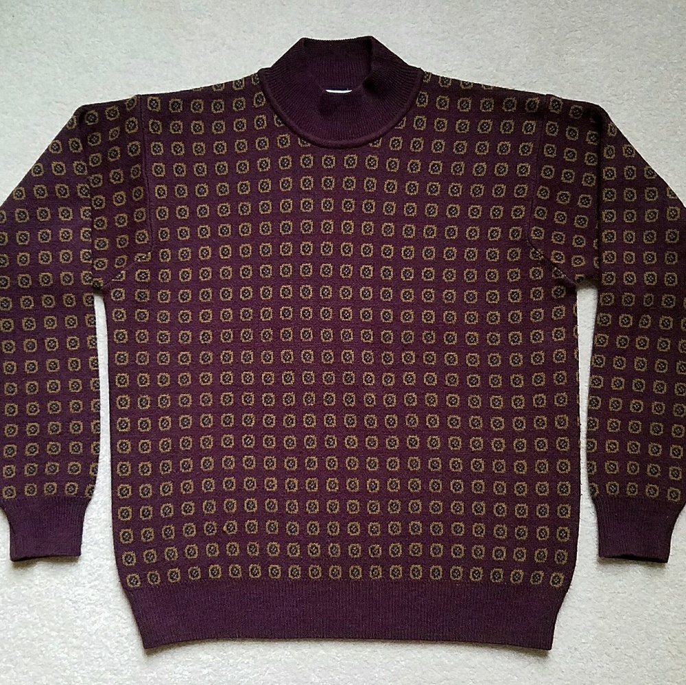 🐢 JONES NY Turtleneck Sweater Retro 80s Pattern