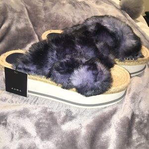 Zara Furry Platform Sandals.