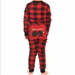 Lazy One Bear Cheeks plaid onesie