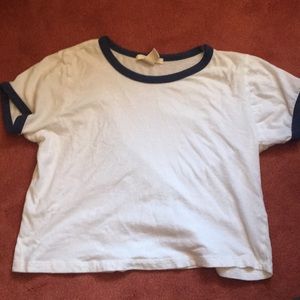 White and Blue Ringer Tee