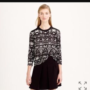 Jcrew Blurred ikat black and white popover blouse