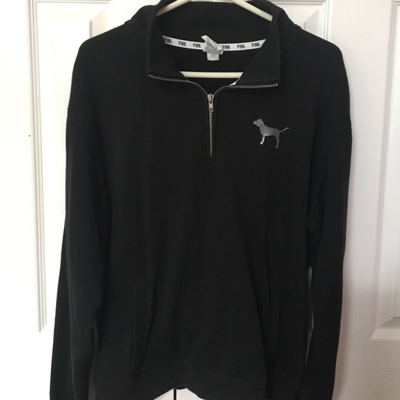 PINK Victoria's Secret Tops - Victoria’s Secret Pink Black Pull Over Jacket🖤