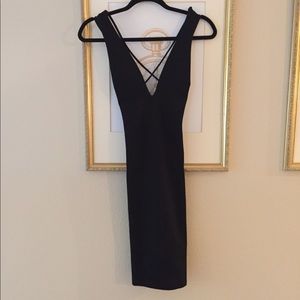 Forever 21 Midi black cocktail dress low back