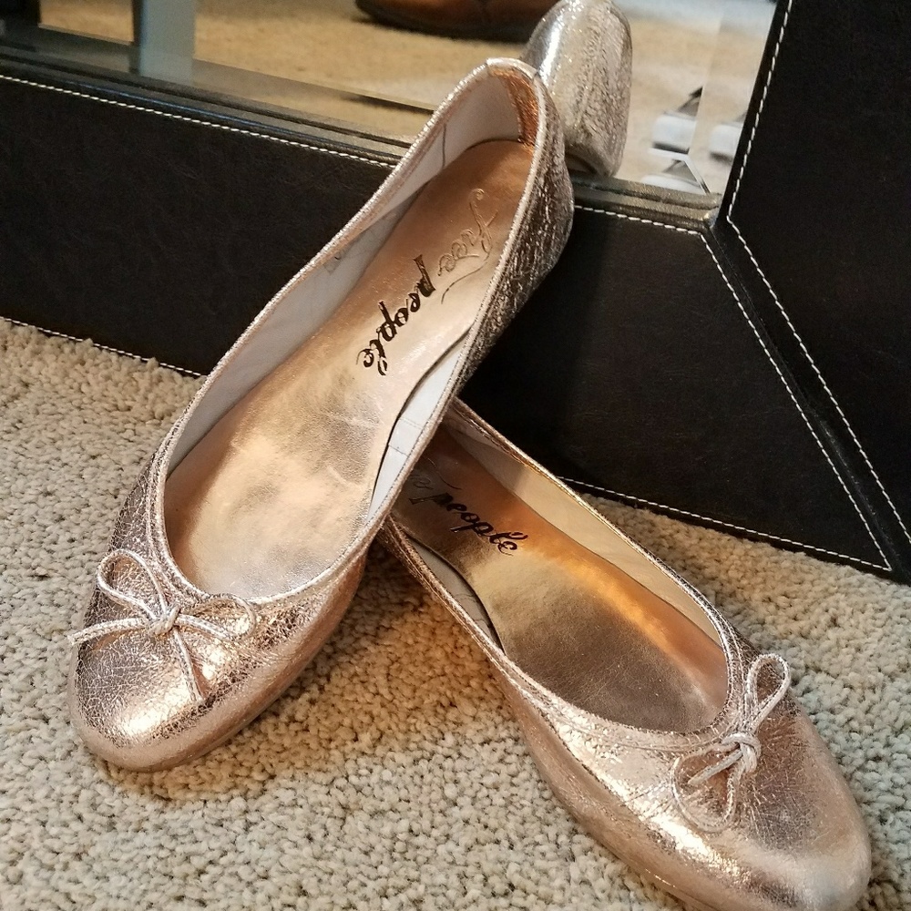 Free People rose gold metallic flats