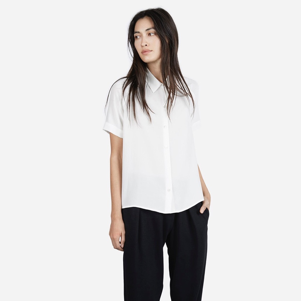 NWOT Everlane 100% silk short-sleeve button-down
