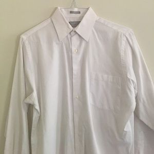 Van Heusen Fitted White Dress Shirt Satin Stripe