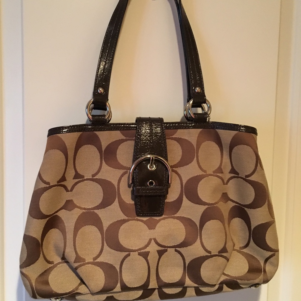 EUC brown and tan Coach handbag