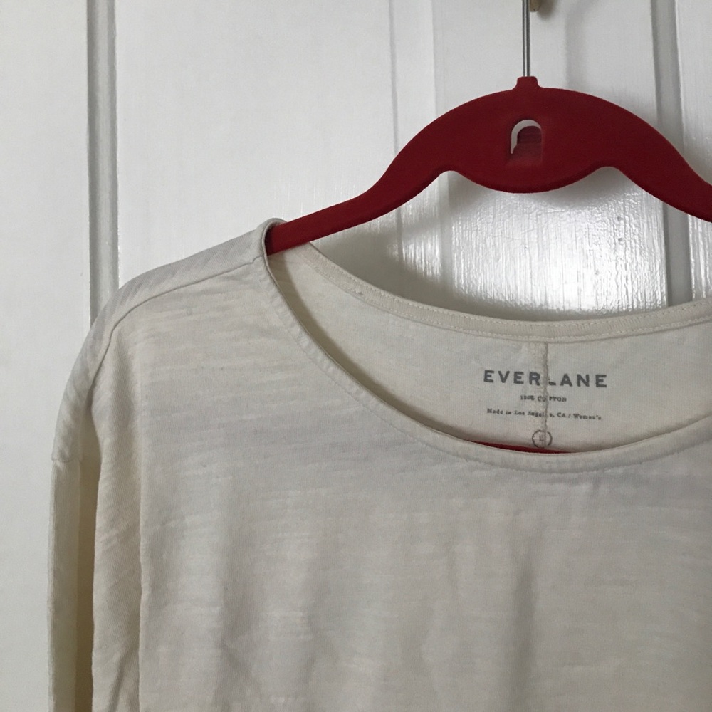 Everlane Cotton Slub Long-Sleeve, Cream, Sz Large