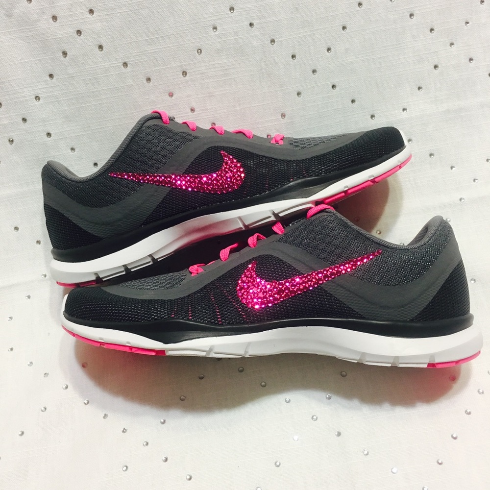 Women's Gray & Pink Nike's with Swarovski crystals