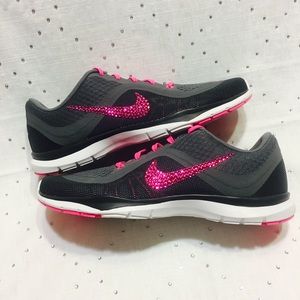 Women's Gray & Pink Nike's with Swarovski crystals