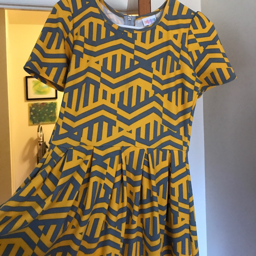 Yellow and grey lularoe Amelia size m