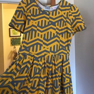 Yellow and grey lularoe Amelia size m