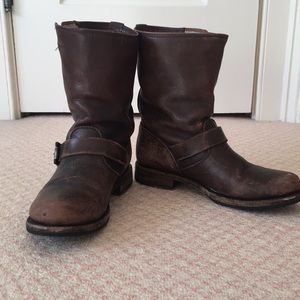 Distressed Frye Mid-Calf Boots
