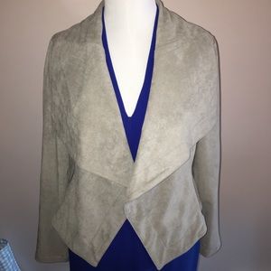 heather gray open front jacket