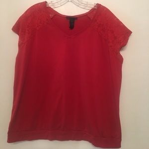 Red Lane Bryant lace sleeve T-shirt