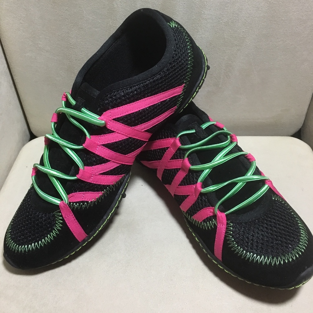 NIB - BLACK/HOT PINK/LIME GREEN SLIP ON - SIZE 7.5