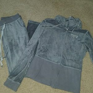 Grey silver guess jump suit ,