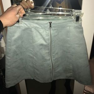 Light blue suede mini skirt