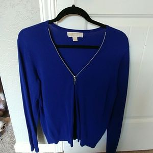 Michael Kors Cobalt Blue Zipper Cardigan