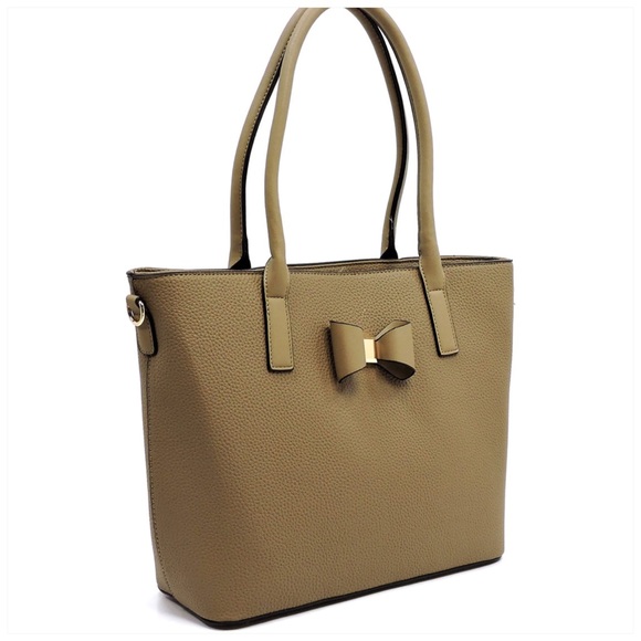 Bow Pebble Shopper Tote Stone - Picture 2 of 3