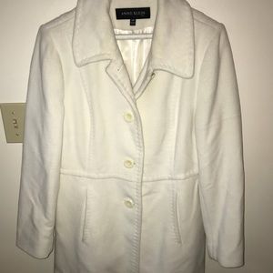 Anne Klein Angora & Wool White Trench 12P