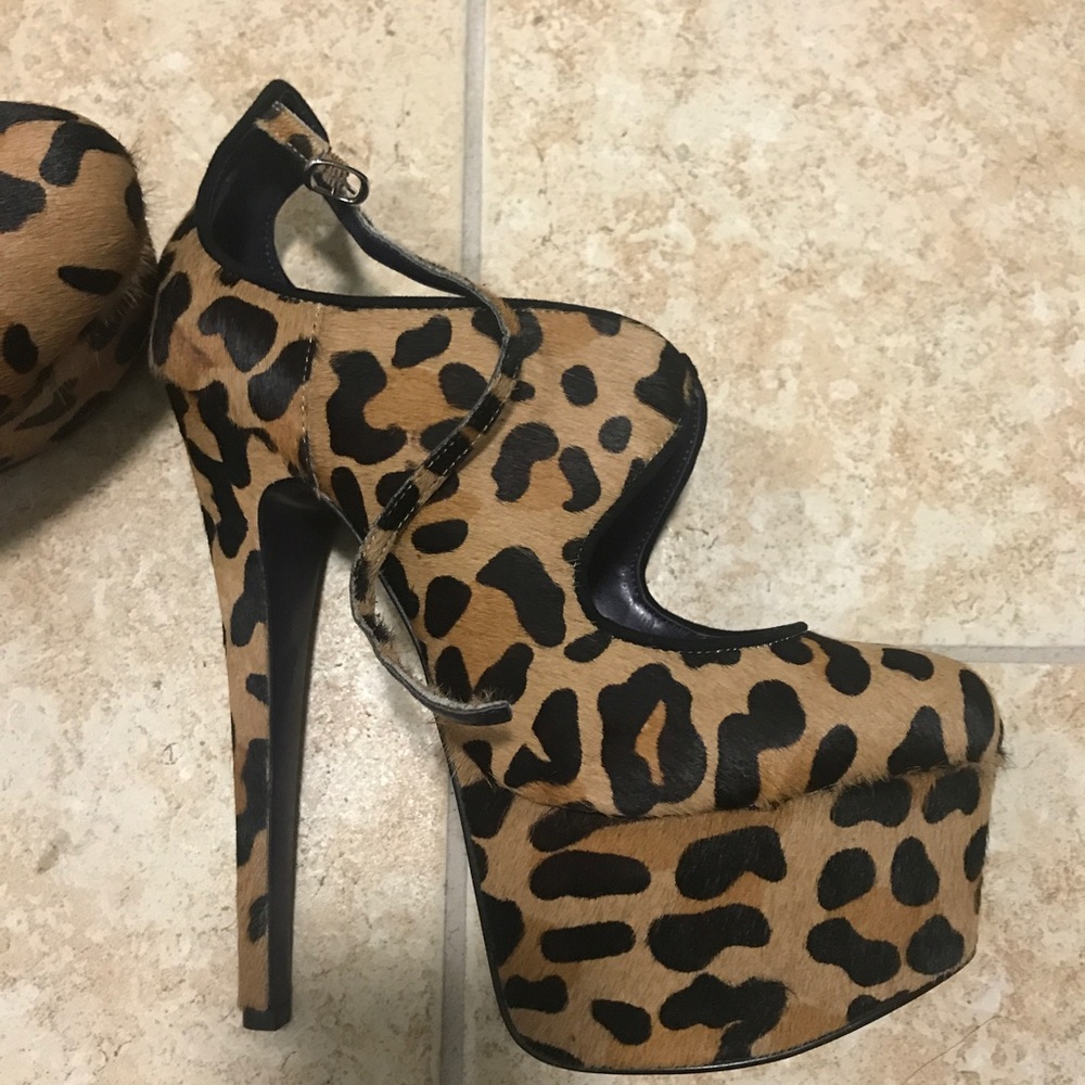Leopard platform stiletto heels