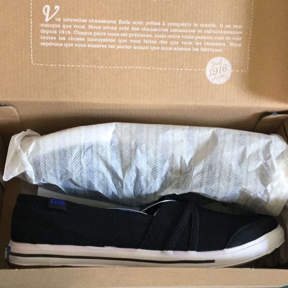 NIB Women’s Black Keds Slip-ons: Size 5 1/2