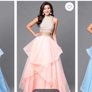 Two Piece Beaded bodice Long Prom Dress