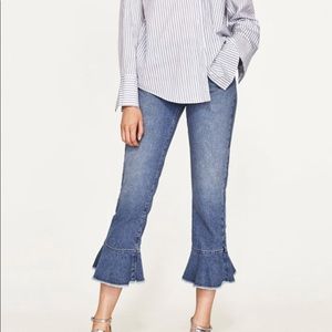 Zara ruffle denim jeans
