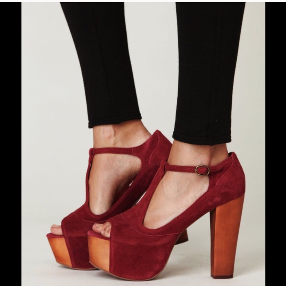 JEFFREY CAMPBELL// Foxy Suede Wood Platform Heel