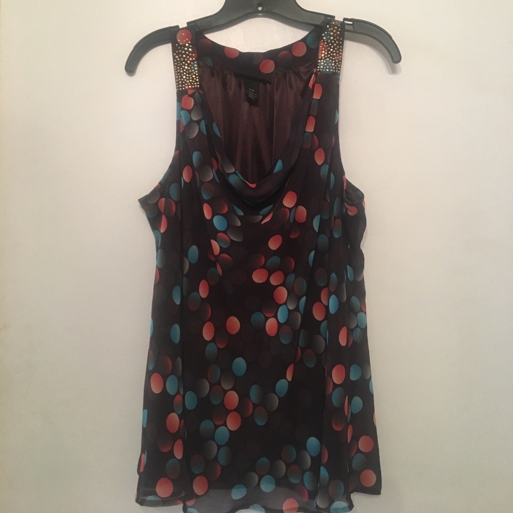 Gorgeous brown, turquoise and orange tank top